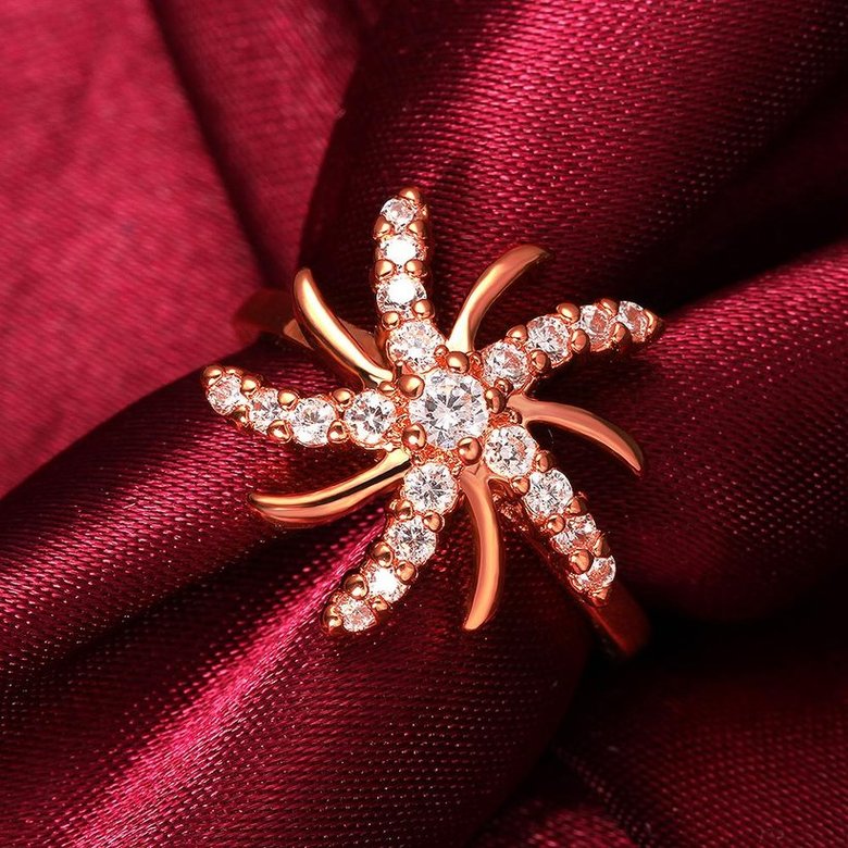 Wholesale Trendy Rose Gold Plant White CZ Ring TGGPR783 2