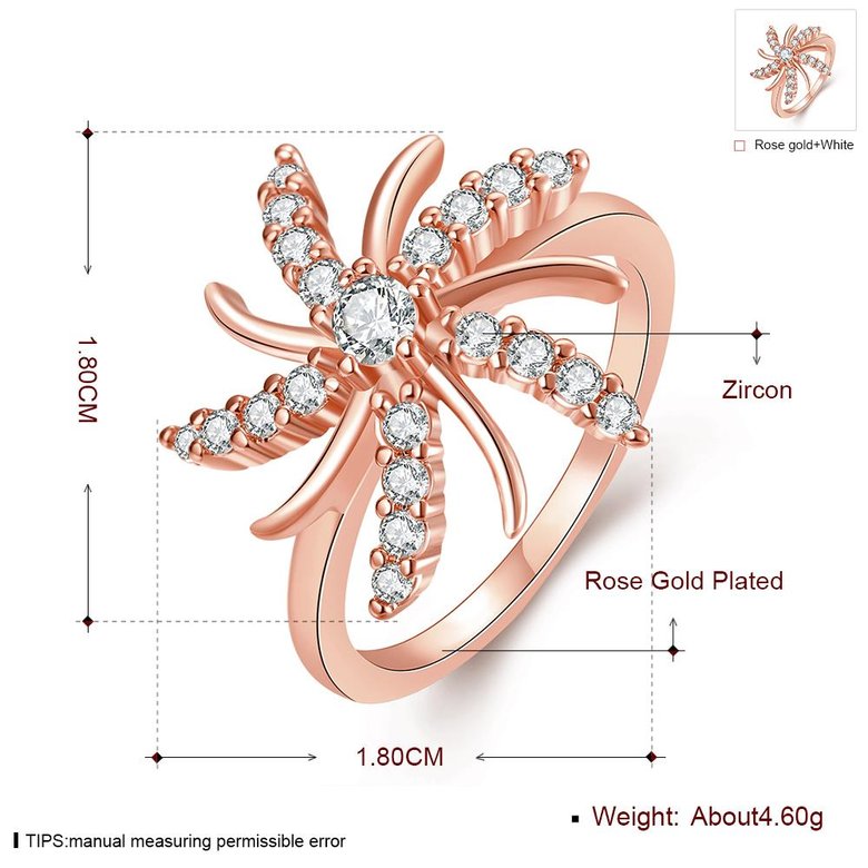 Wholesale Trendy Rose Gold Plant White CZ Ring TGGPR783 4