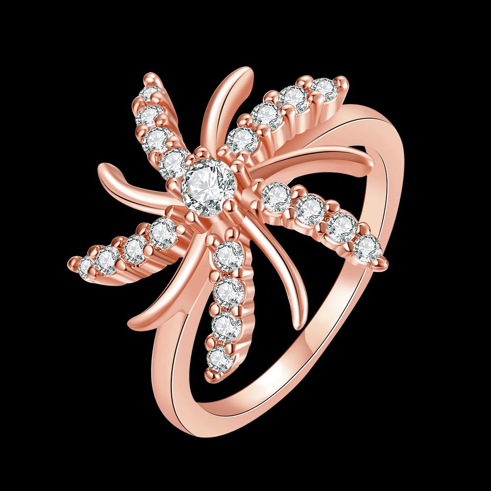 Wholesale Trendy Rose Gold Plant White CZ Ring TGGPR783 5