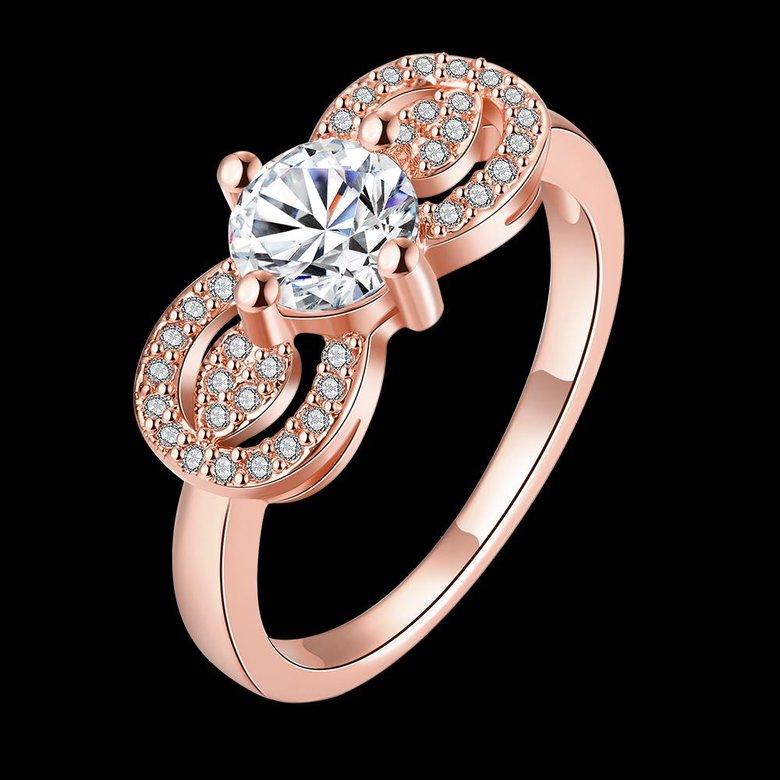 Wholesale Cute Rose Gold Letter White CZ Ring TGGPR820 0