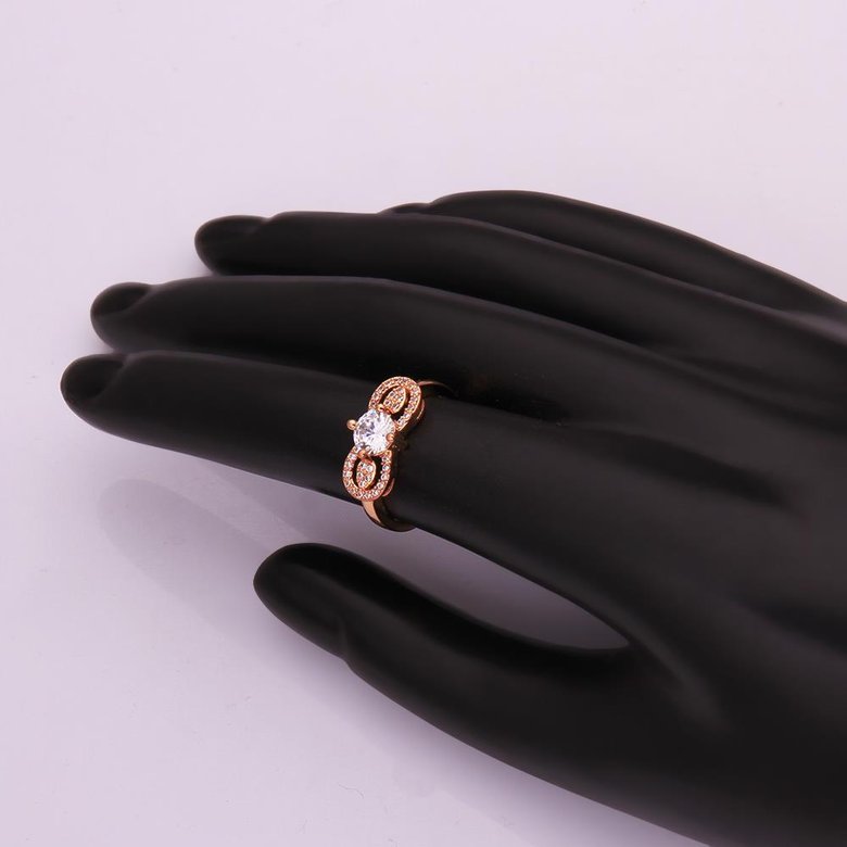 Wholesale Cute Rose Gold Letter White CZ Ring TGGPR820 1