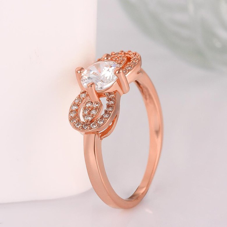 Wholesale Cute Rose Gold Letter White CZ Ring TGGPR820 2