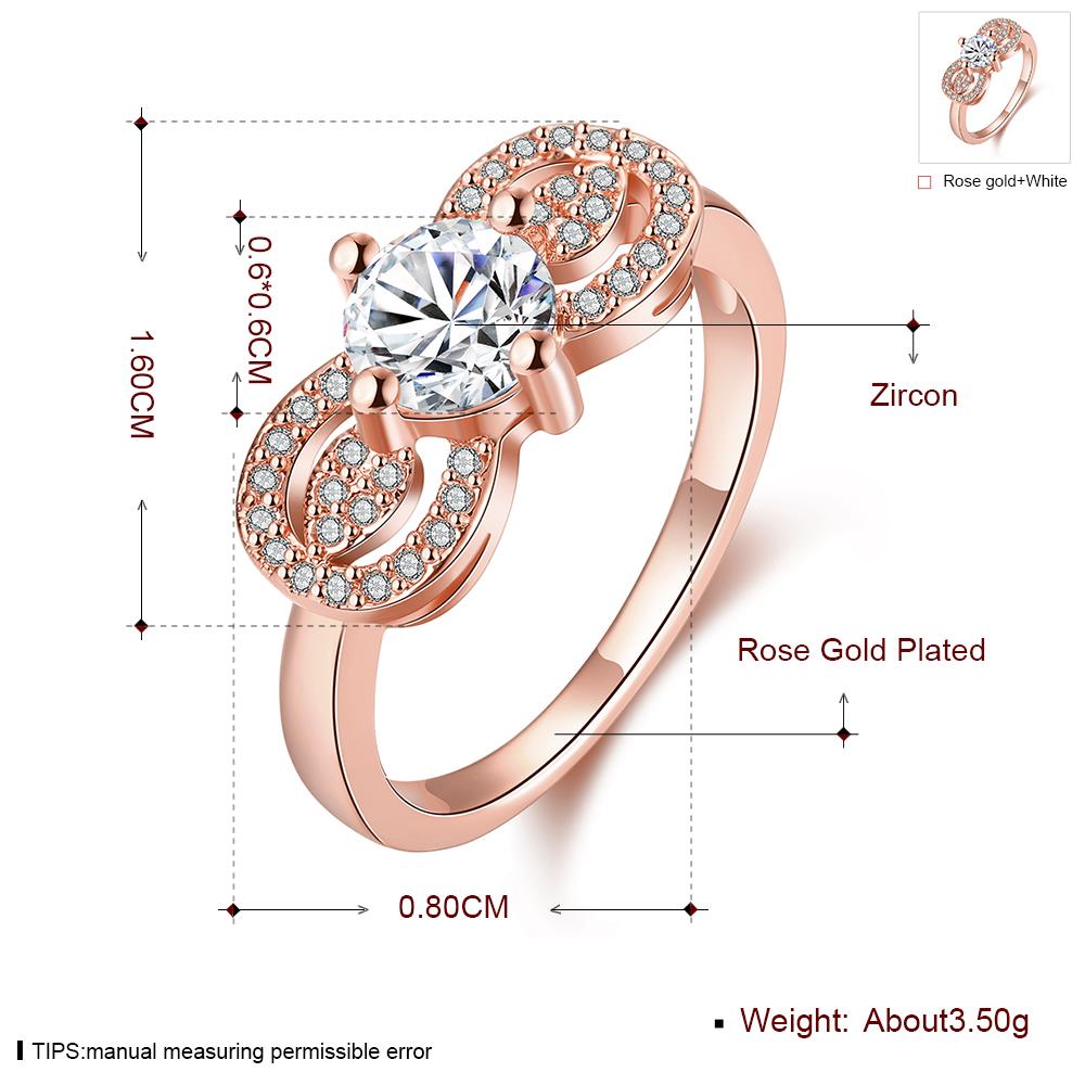 Wholesale Cute Rose Gold Letter White CZ Ring TGGPR820 5