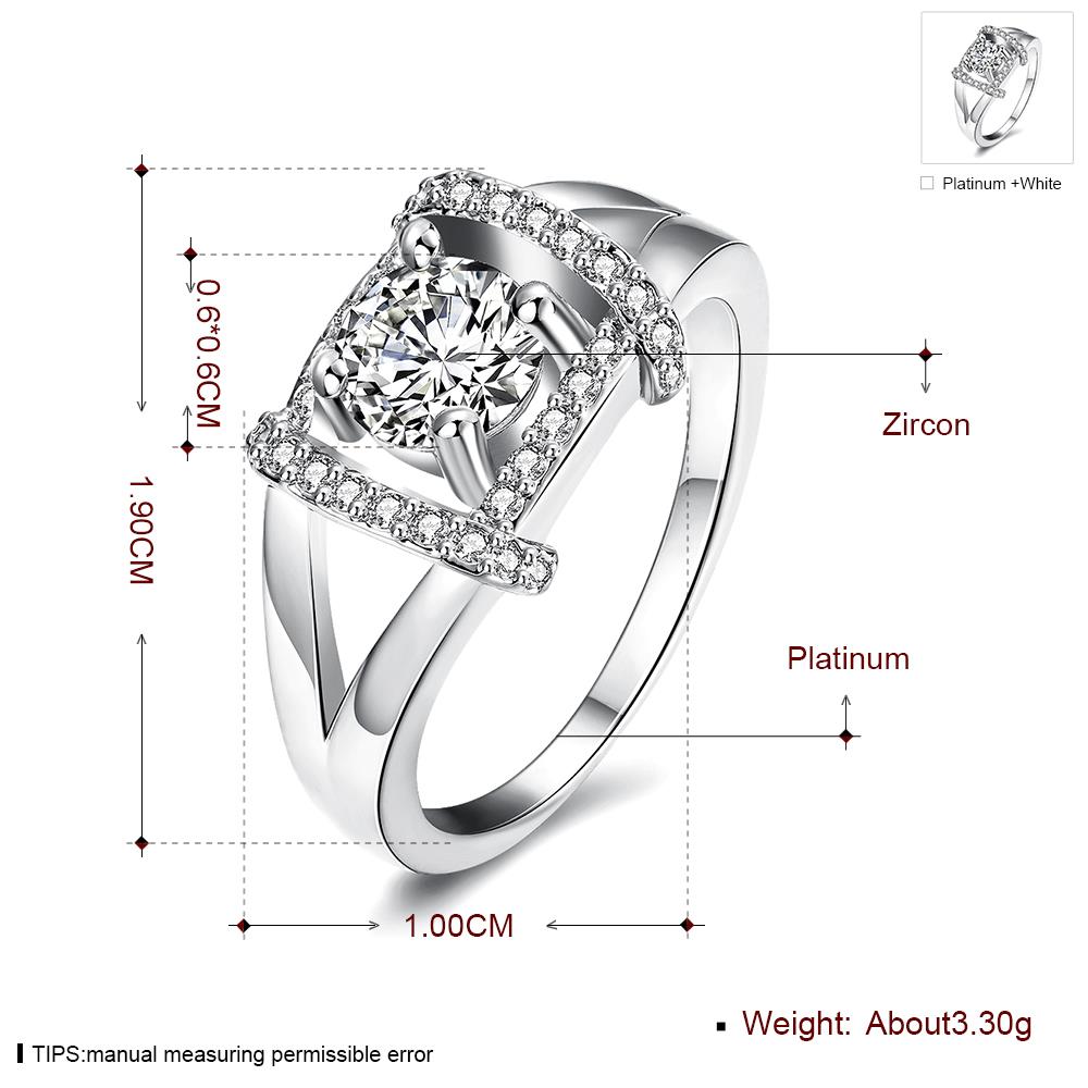 Wholesale Romantic Platinum Round White CZ Ring TGGPR854 2