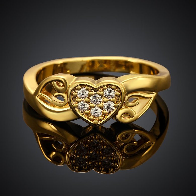 Wholesale Romantic 24K Gold Heart White CZ Ring TGGPR908 0