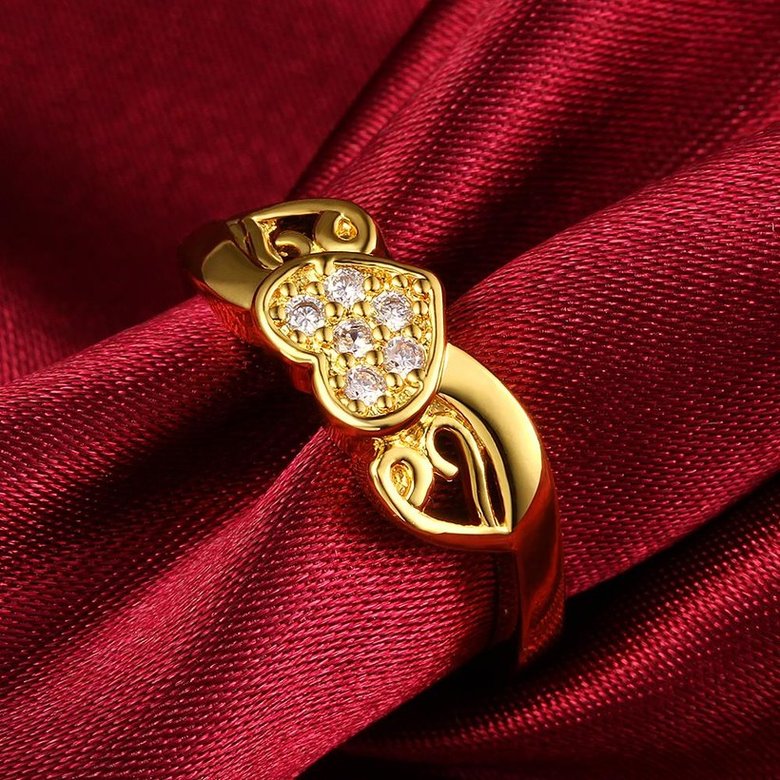 Wholesale Romantic 24K Gold Heart White CZ Ring TGGPR908 3