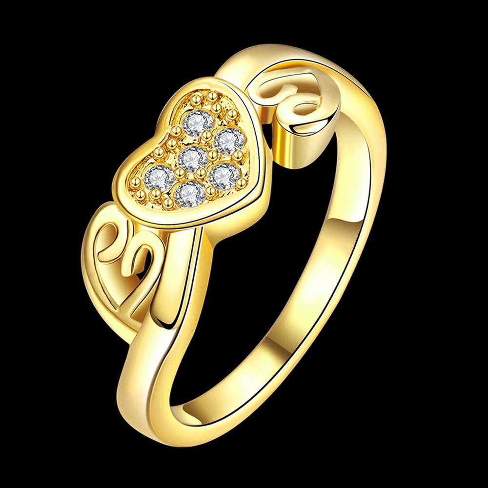 Wholesale Romantic 24K Gold Heart White CZ Ring TGGPR908 4