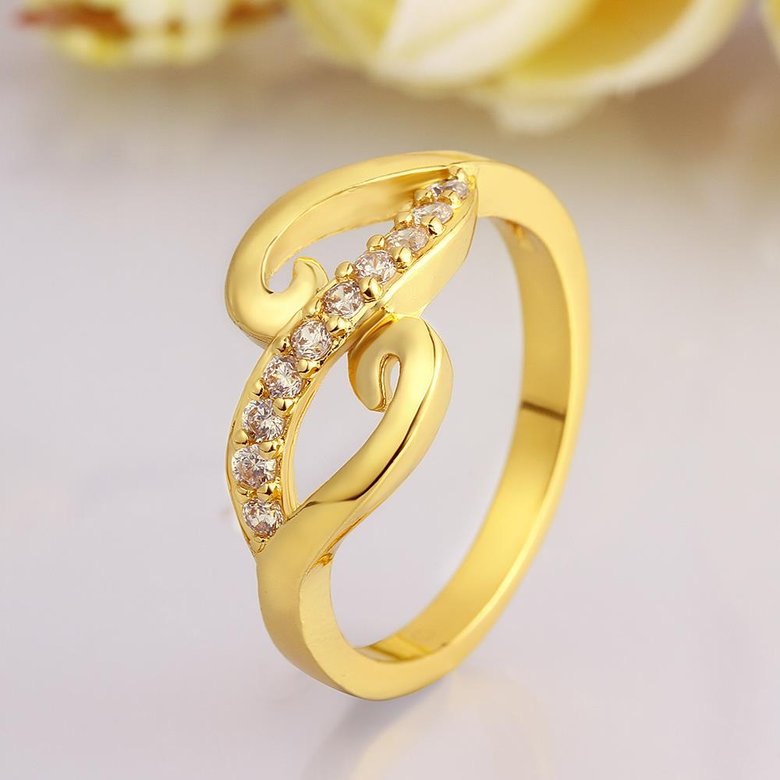 Wholesale Classic 24K Gold Geometric White CZ Ring TGGPR965 1