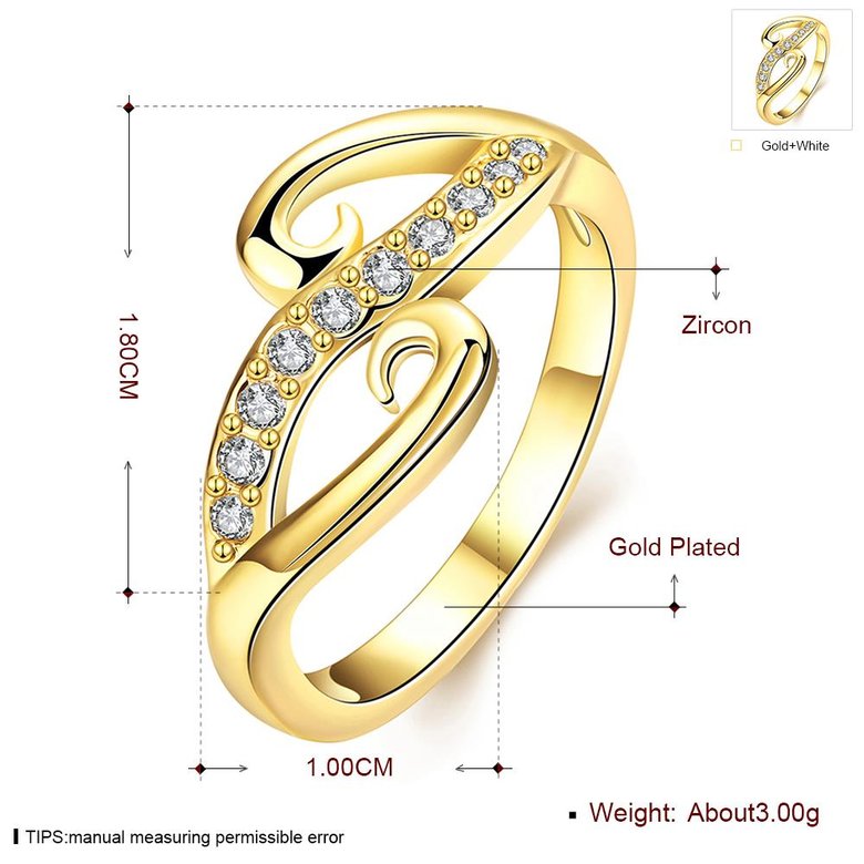 Wholesale Classic 24K Gold Geometric White CZ Ring TGGPR965 4