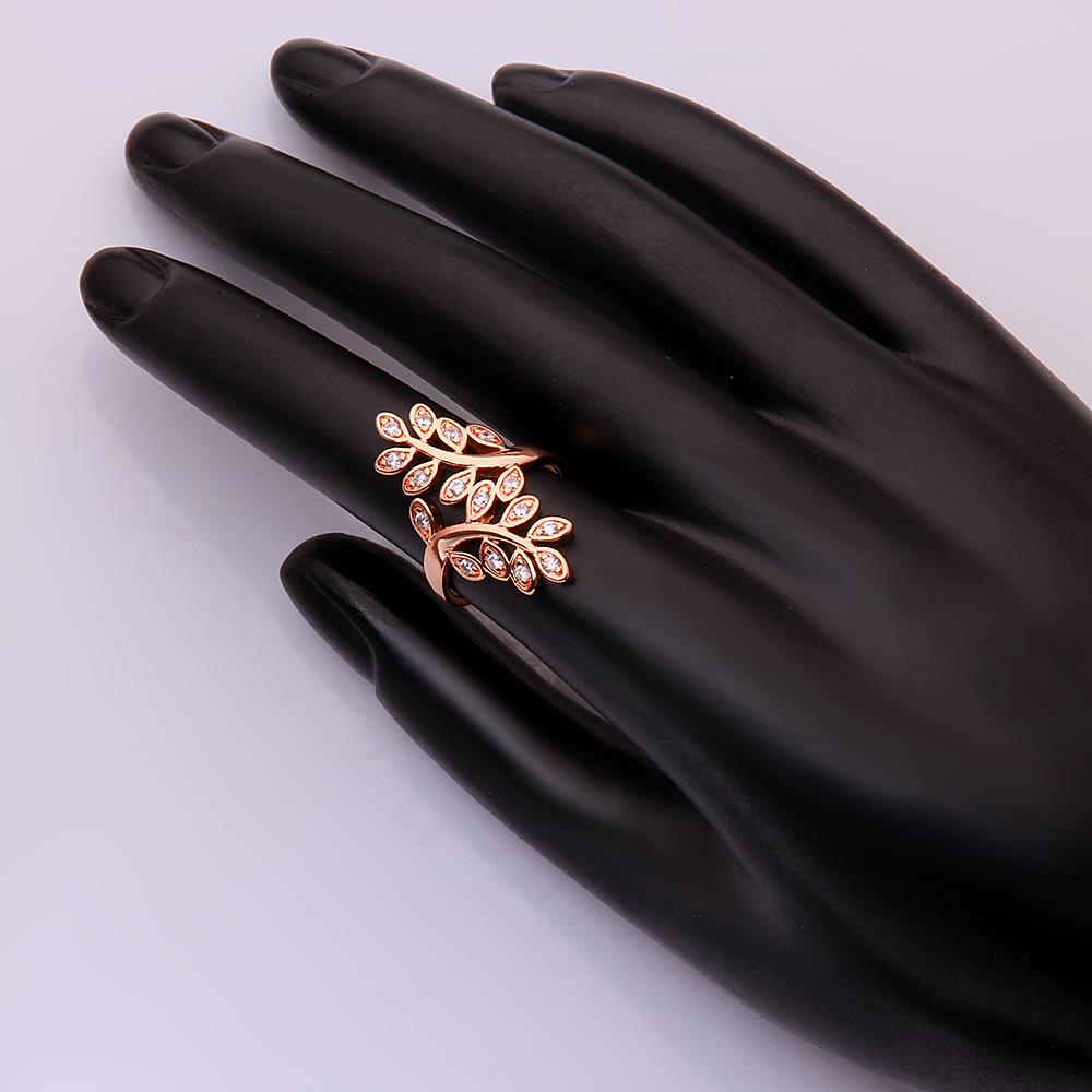 Wholesale Classic Rose Gold Plant White CZ Ring TGGPR1000 1