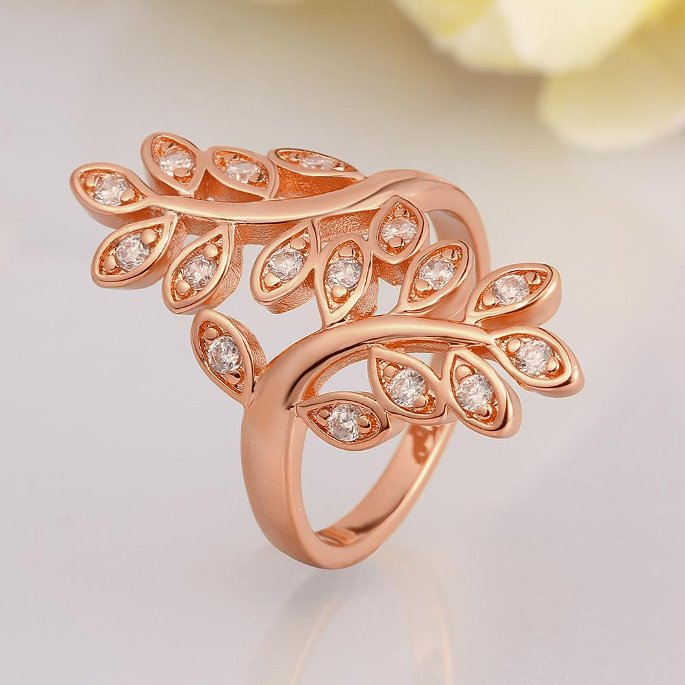 Wholesale Classic Rose Gold Plant White CZ Ring TGGPR1000 2