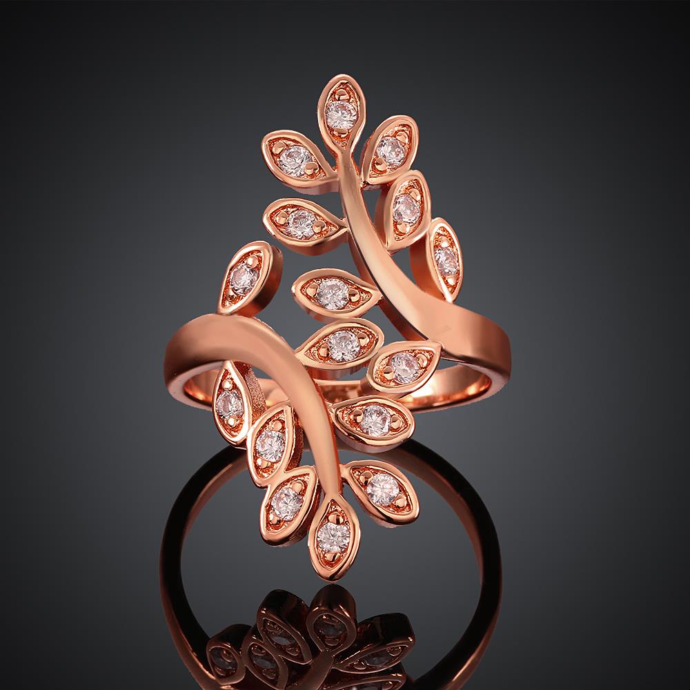 Wholesale Classic Rose Gold Plant White CZ Ring TGGPR1000 3