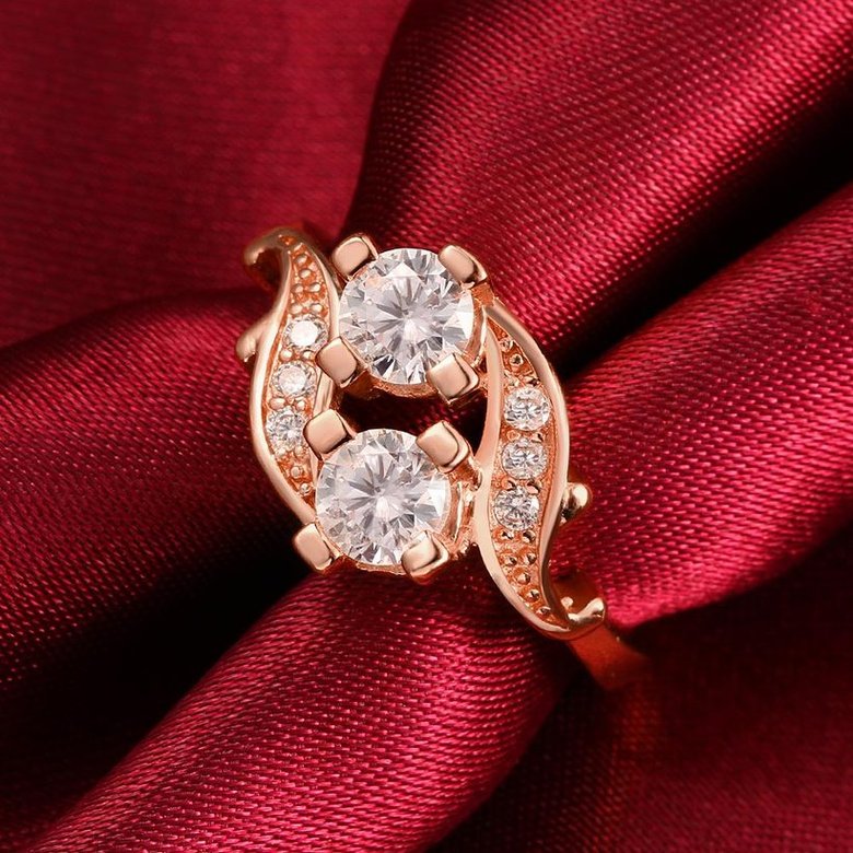 Wholesale Romantic Rose Gold Geometric White CZ Ring TGGPR1011 0