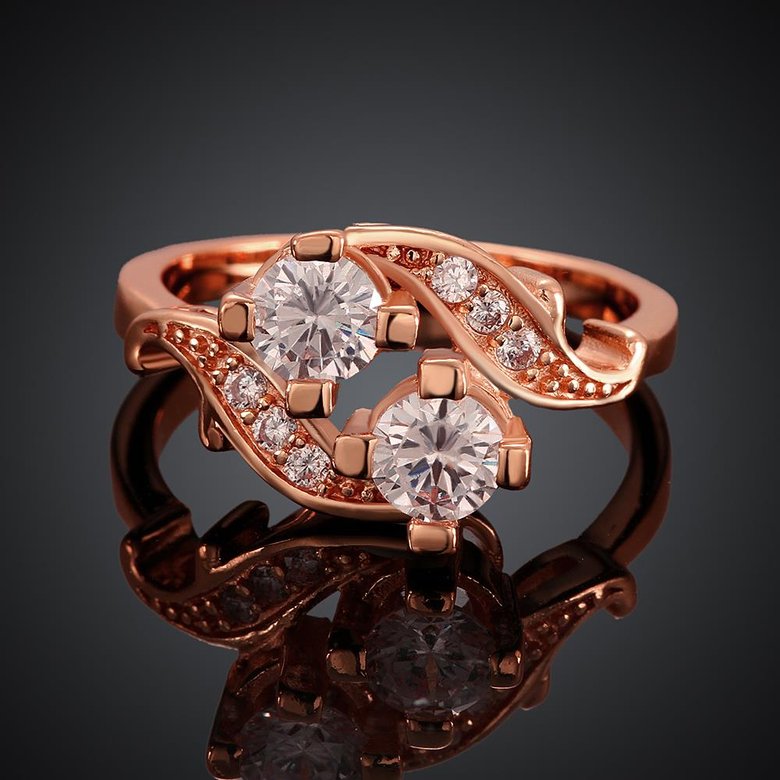 Wholesale Romantic Rose Gold Geometric White CZ Ring TGGPR1011 3