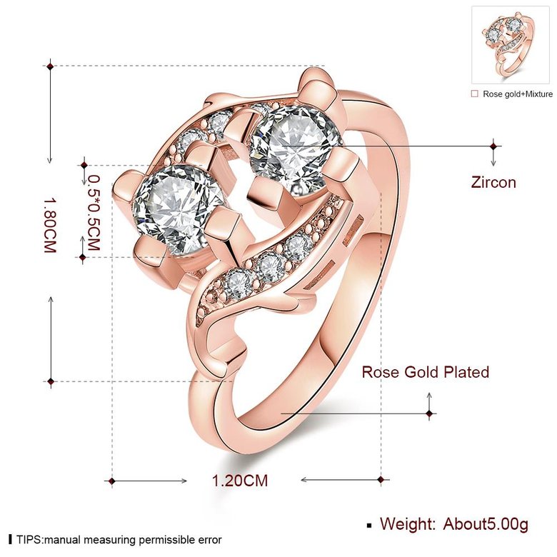 Wholesale Romantic Rose Gold Geometric White CZ Ring TGGPR1011 4