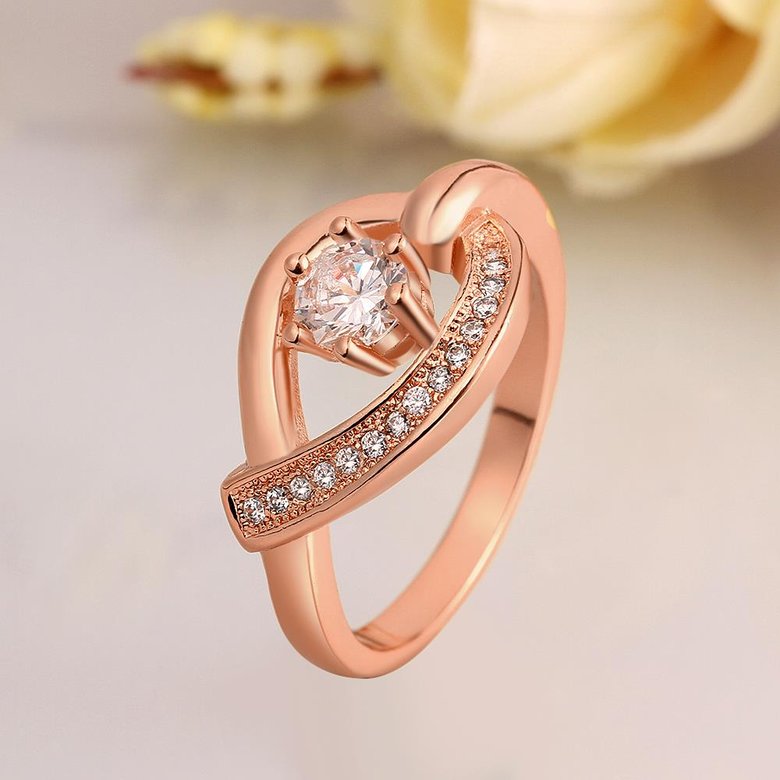 Wholesale Romantic Rose Gold Water Drop White CZ Ring TGGPR1032 0