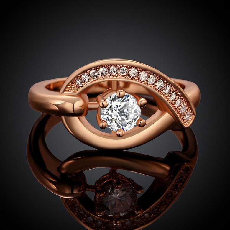 Wholesale Romantic Rose Gold Water Drop White CZ Ring TGGPR1032 1