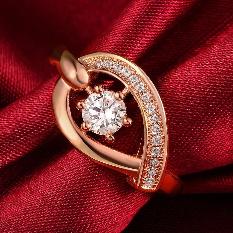 Wholesale Romantic Rose Gold Water Drop White CZ Ring TGGPR1032 2