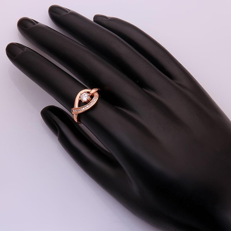 Wholesale Romantic Rose Gold Water Drop White CZ Ring TGGPR1032 3