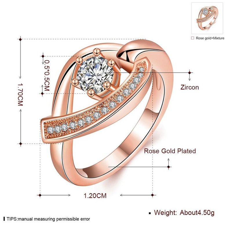 Wholesale Romantic Rose Gold Water Drop White CZ Ring TGGPR1032 4