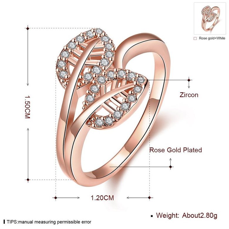 Wholesale Classic Rose Gold Plant White CZ Ring TGGPR1062 0