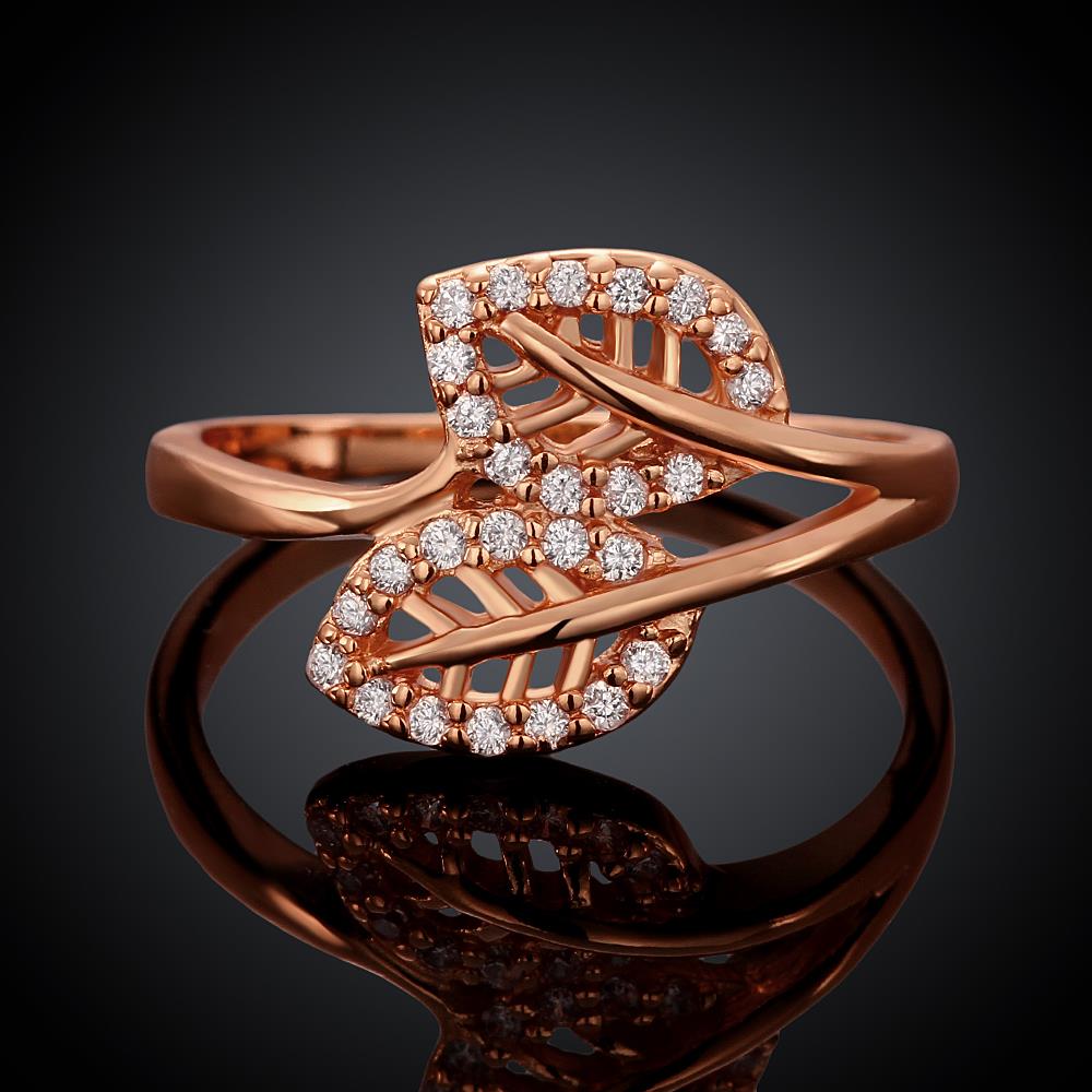Wholesale Classic Rose Gold Plant White CZ Ring TGGPR1062 3