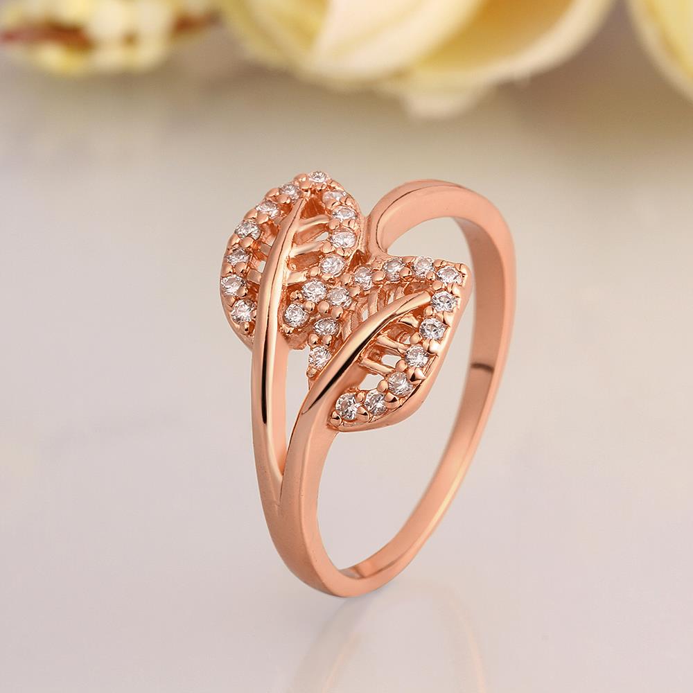Wholesale Classic Rose Gold Plant White CZ Ring TGGPR1062 4