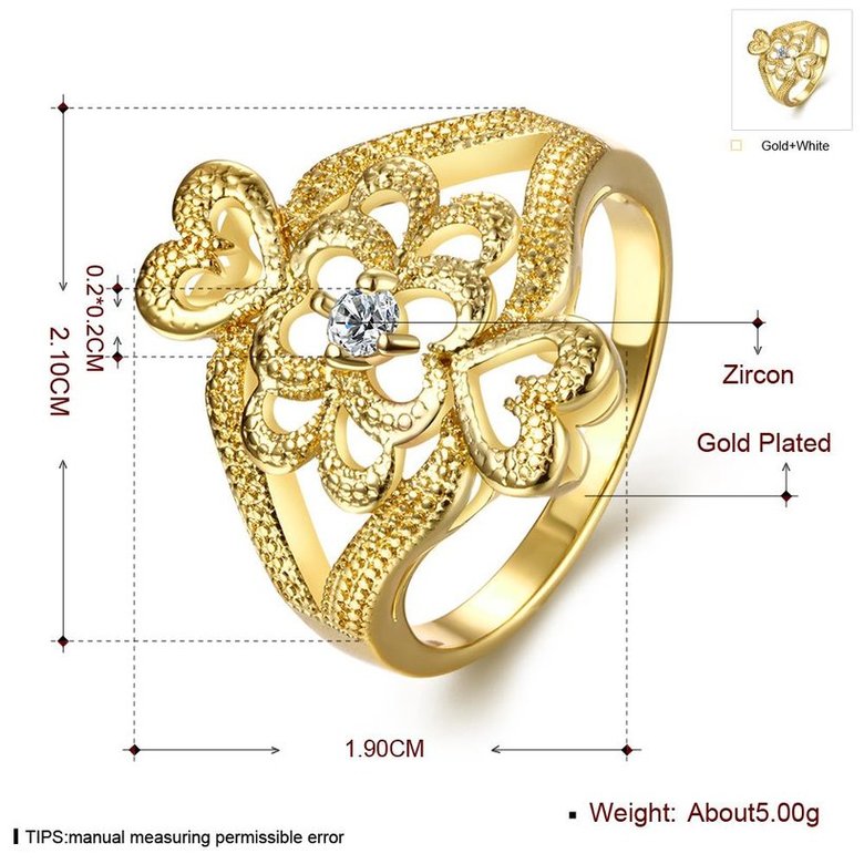Wholesale Classic 24K Gold Heart White CZ Ring TGGPR1097 0