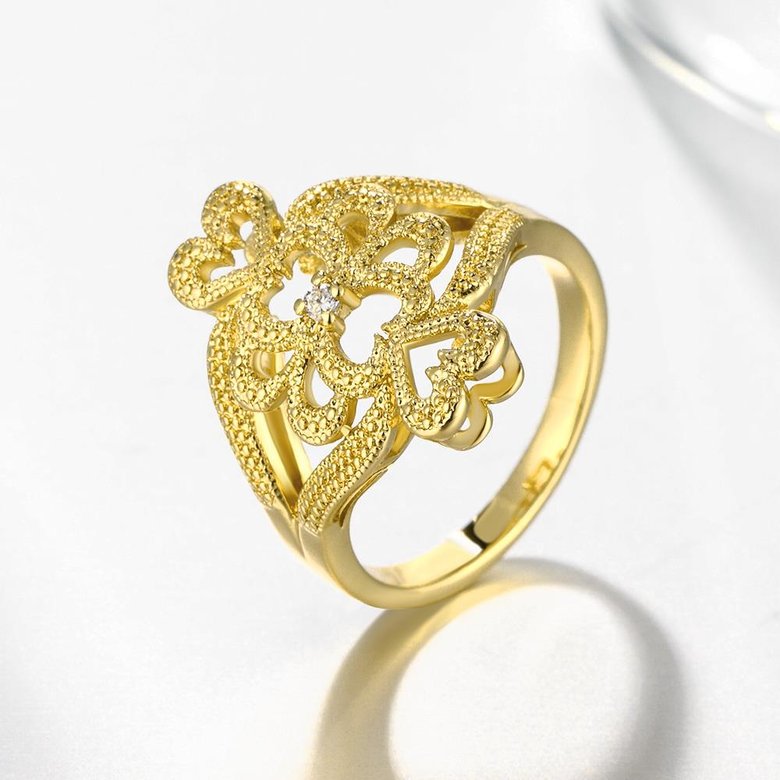 Wholesale Classic 24K Gold Heart White CZ Ring TGGPR1097 2