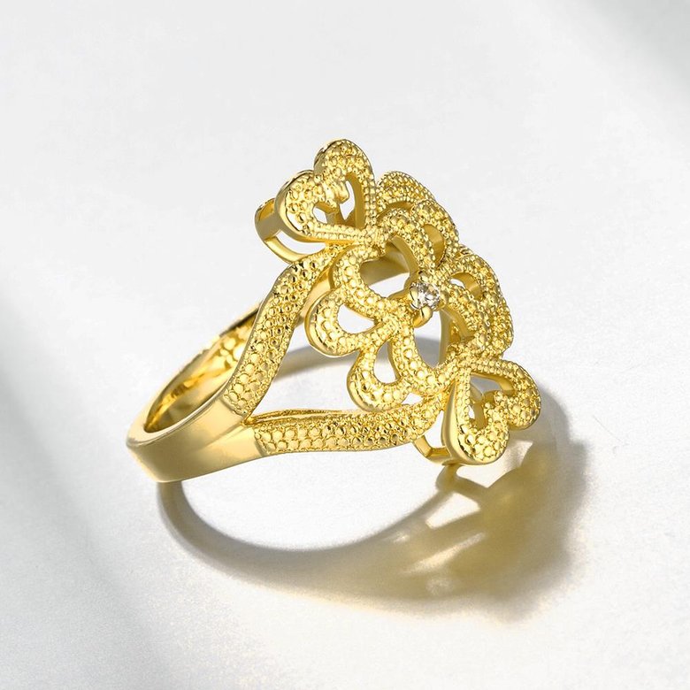 Wholesale Classic 24K Gold Heart White CZ Ring TGGPR1097 3