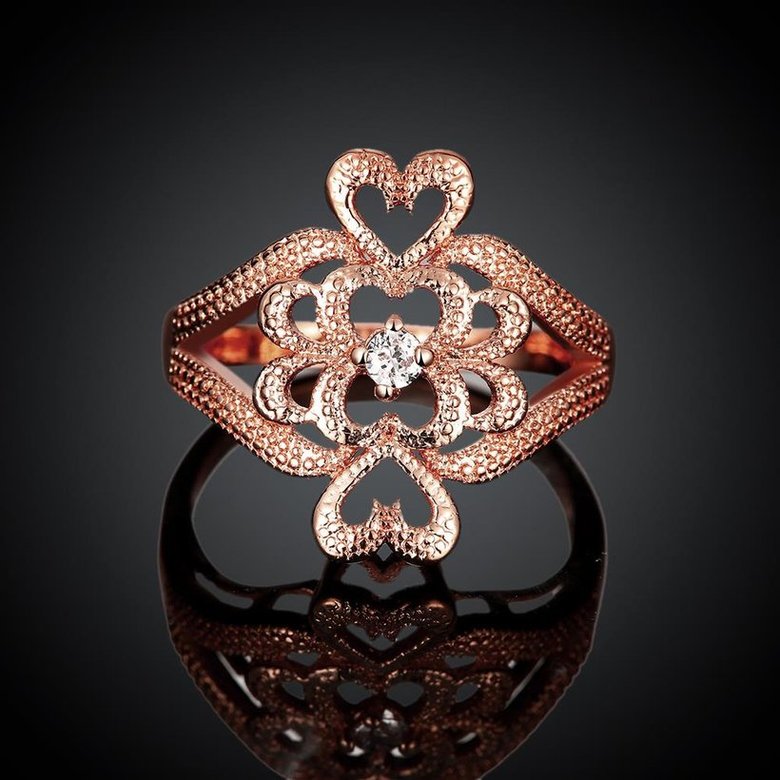 Wholesale Classic Rose Gold Heart White CZ Ring TGGPR1103 1