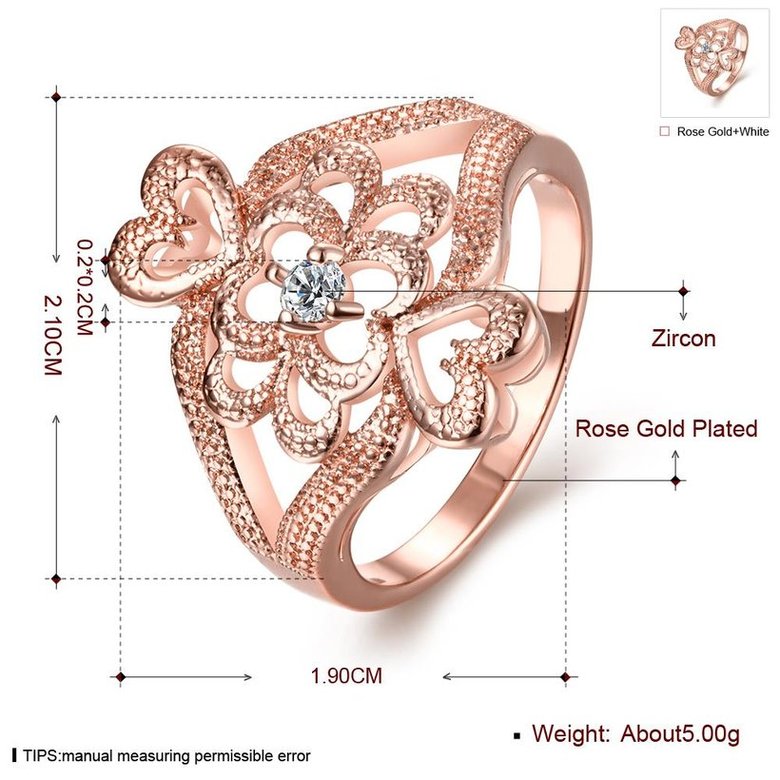 Wholesale Classic Rose Gold Heart White CZ Ring TGGPR1103 3