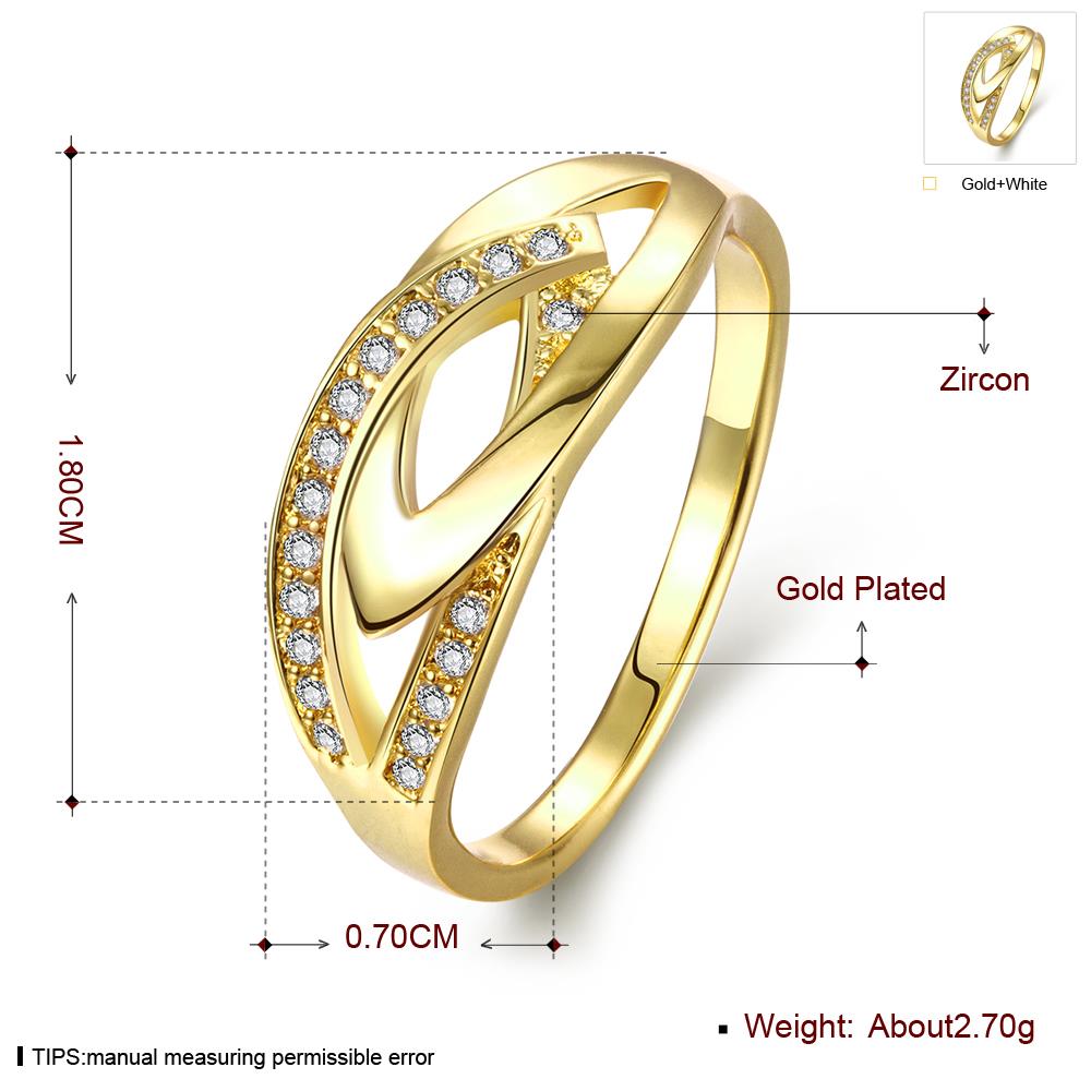 Wholesale Trendy 24K Gold Geometric White CZ Ring TGGPR1110 3