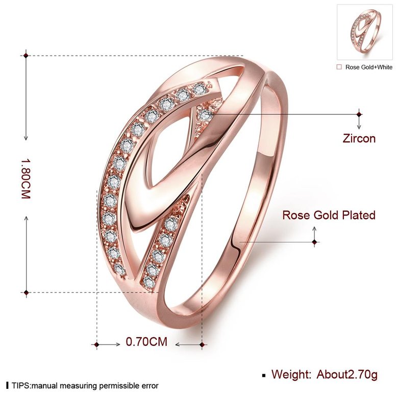 Wholesale Classic Rose Gold Geometric White CZ Ring TGGPR1117 4