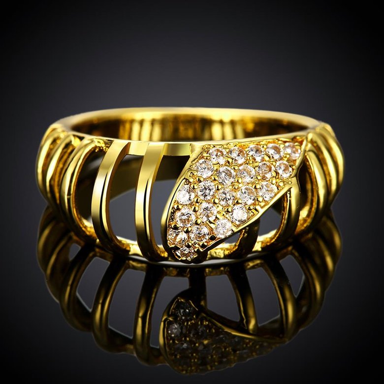 Wholesale Classic 24K Gold Round White CZ Ring TGGPR1124 1
