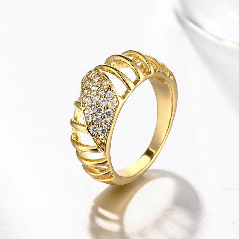 Wholesale Classic 24K Gold Round White CZ Ring TGGPR1124 2