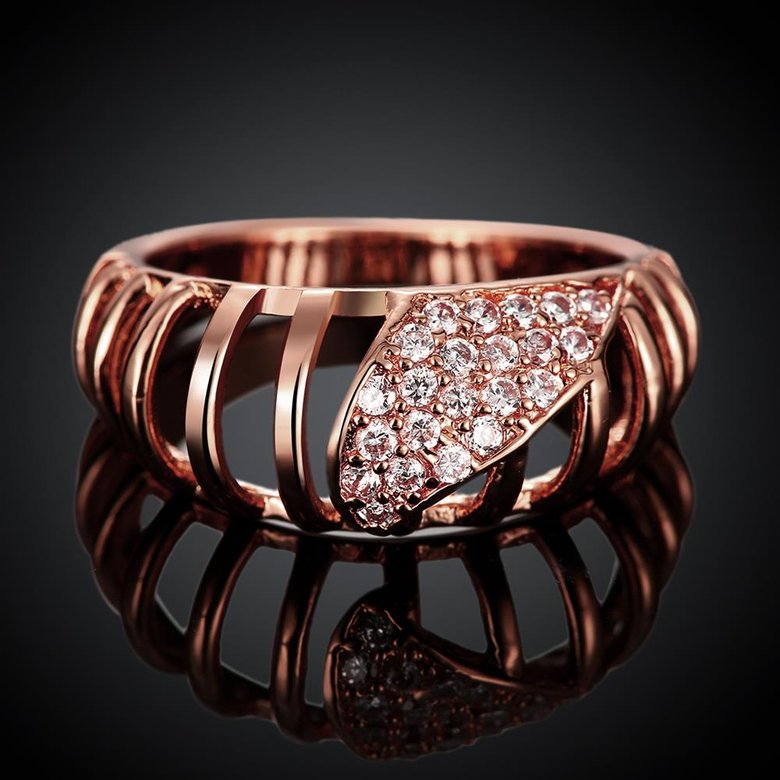 Wholesale Trendy Rose Gold Geometric White CZ Ring TGGPR1130 0