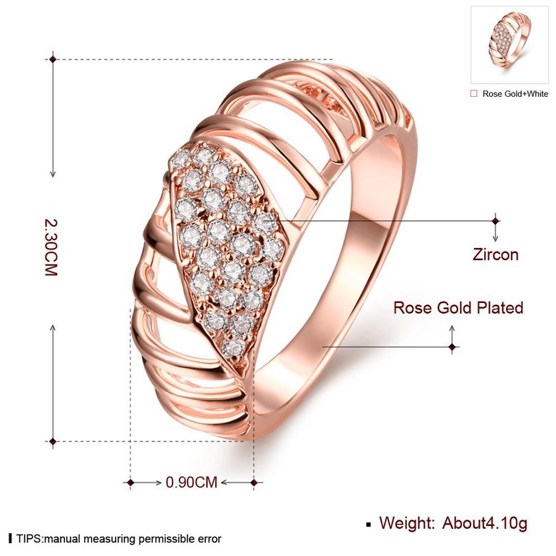 Wholesale Trendy Rose Gold Geometric White CZ Ring TGGPR1130 1