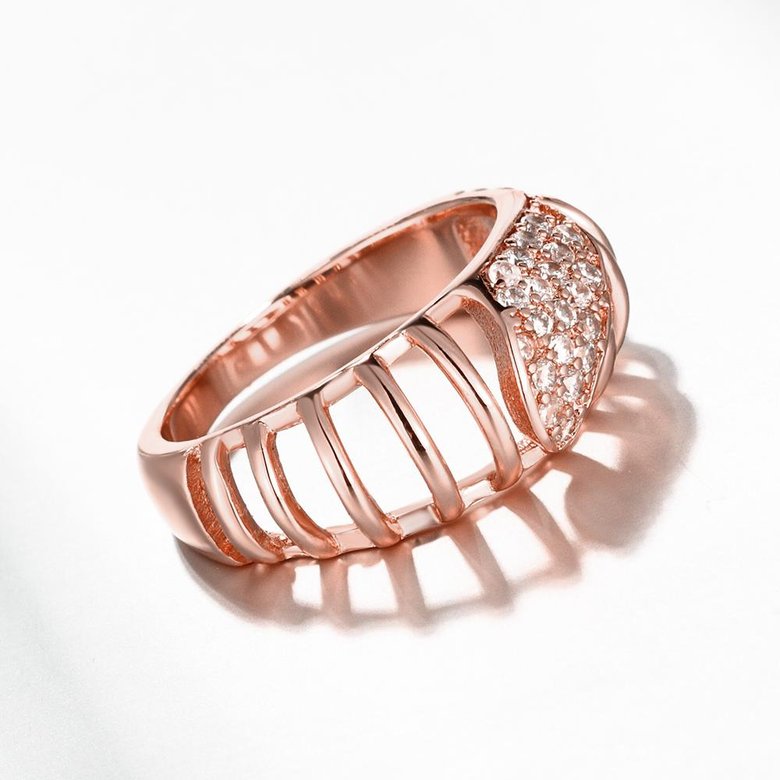 Wholesale Trendy Rose Gold Geometric White CZ Ring TGGPR1130 3