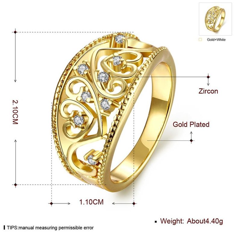 Wholesale Classic 24K Gold Geometric White CZ Ring TGGPR1179 0