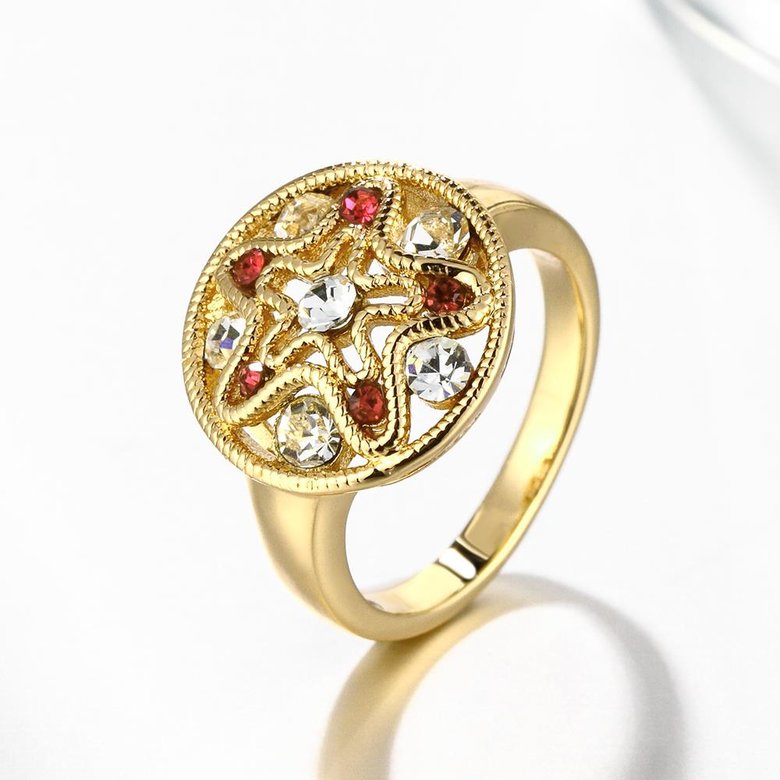 Wholesale Classic 24K Gold Star White Rhinestone Ring TGGPR1193 3