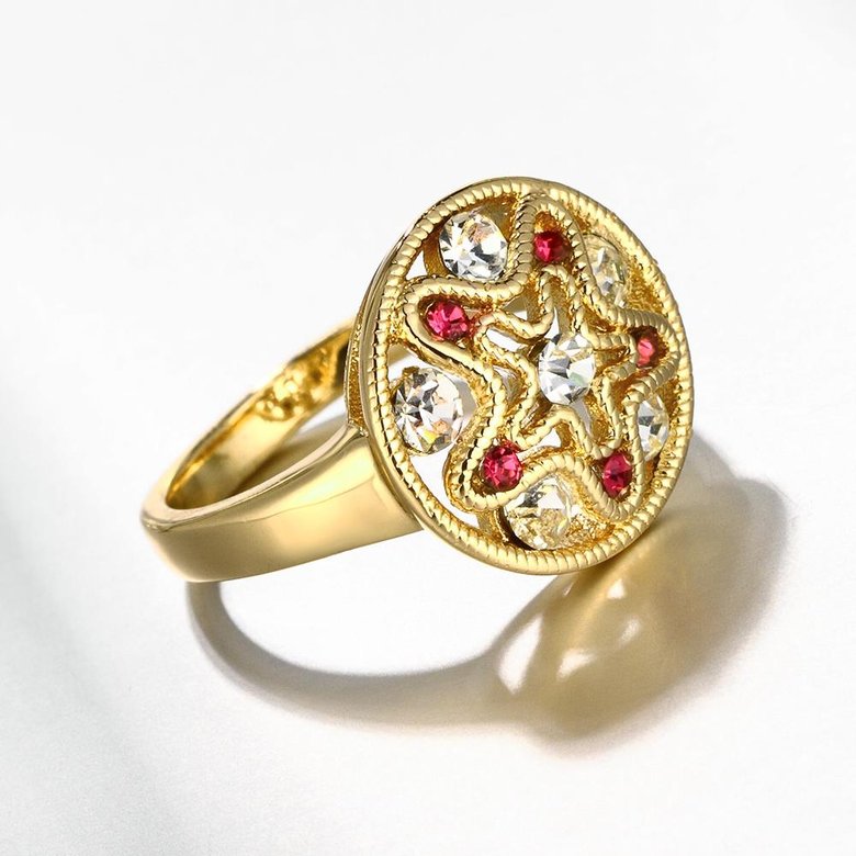 Wholesale Classic 24K Gold Star White Rhinestone Ring TGGPR1193 4