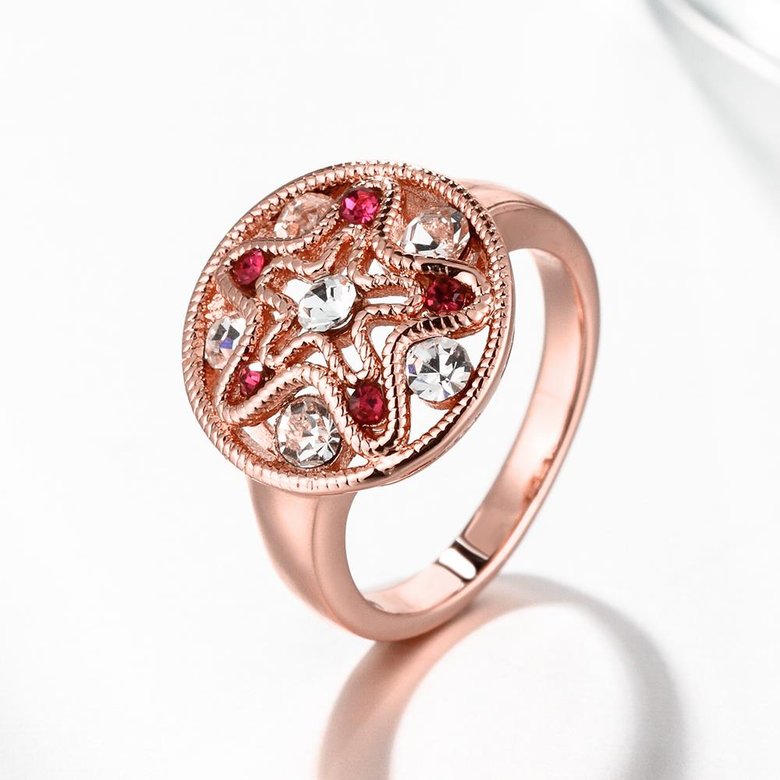 Wholesale Classic Rose Gold Star White Rhinestone Ring TGGPR1200 0