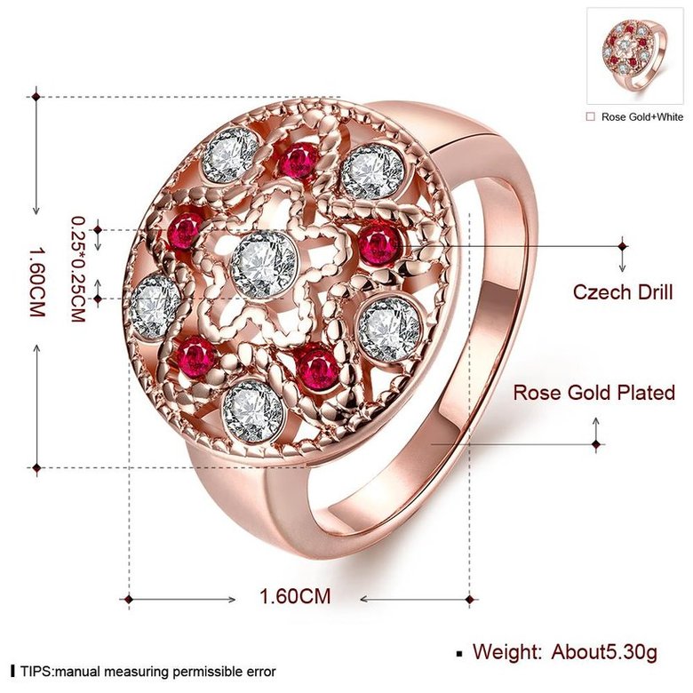 Wholesale Classic Rose Gold Star White Rhinestone Ring TGGPR1200 2