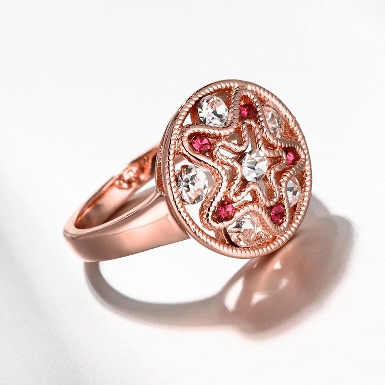 Wholesale Classic Rose Gold Star White Rhinestone Ring TGGPR1200 3