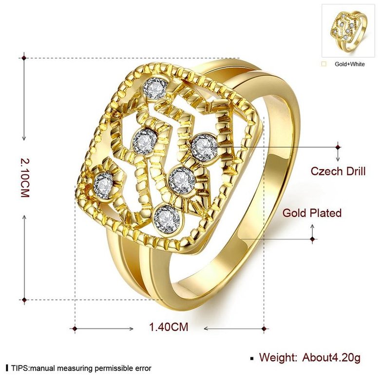 Wholesale Classic 24K Gold Geometric White Rhinestone Ring TGGPR1207 0