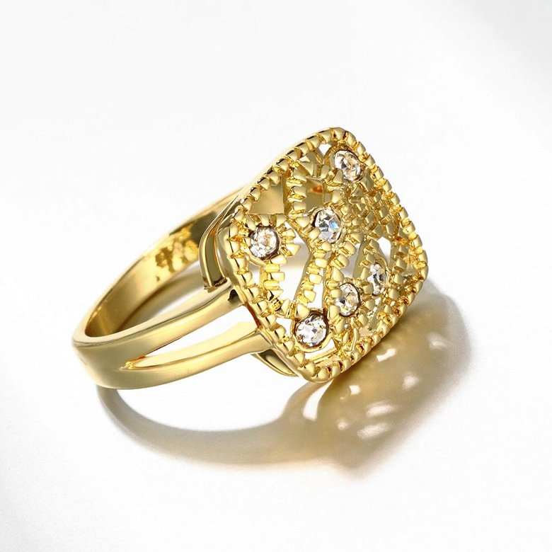 Wholesale Classic 24K Gold Geometric White Rhinestone Ring TGGPR1207 3