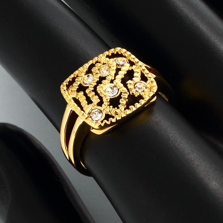 Wholesale Classic 24K Gold Geometric White Rhinestone Ring TGGPR1207 4