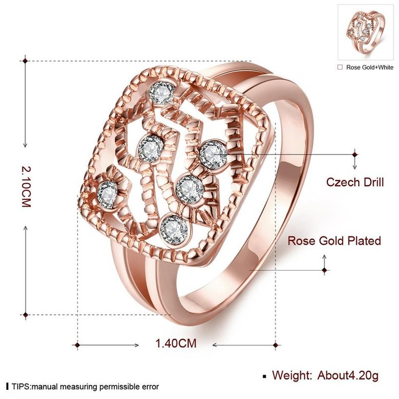 Wholesale Classic Rose Gold Geometric White Rhinestone Ring TGGPR1214 0