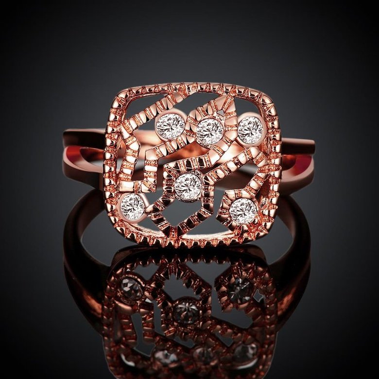 Wholesale Classic Rose Gold Geometric White Rhinestone Ring TGGPR1214 1